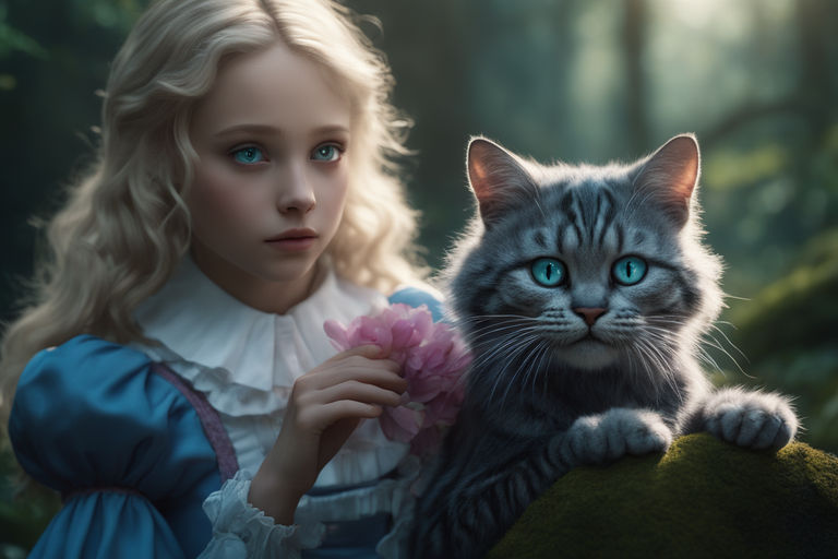 Alice in Wonderland and Cat